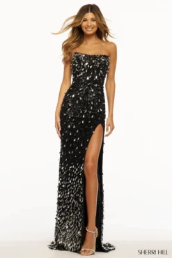 Sherri Hill Style #56011 20 Sherri Hill Style #56011 -Anna Dress Sales 56011 black silver 53104.2000 scaled