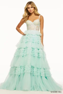Sherri Hill Style #56019 -Anna Dress Sales 56019 light green 53113.2000 scaled